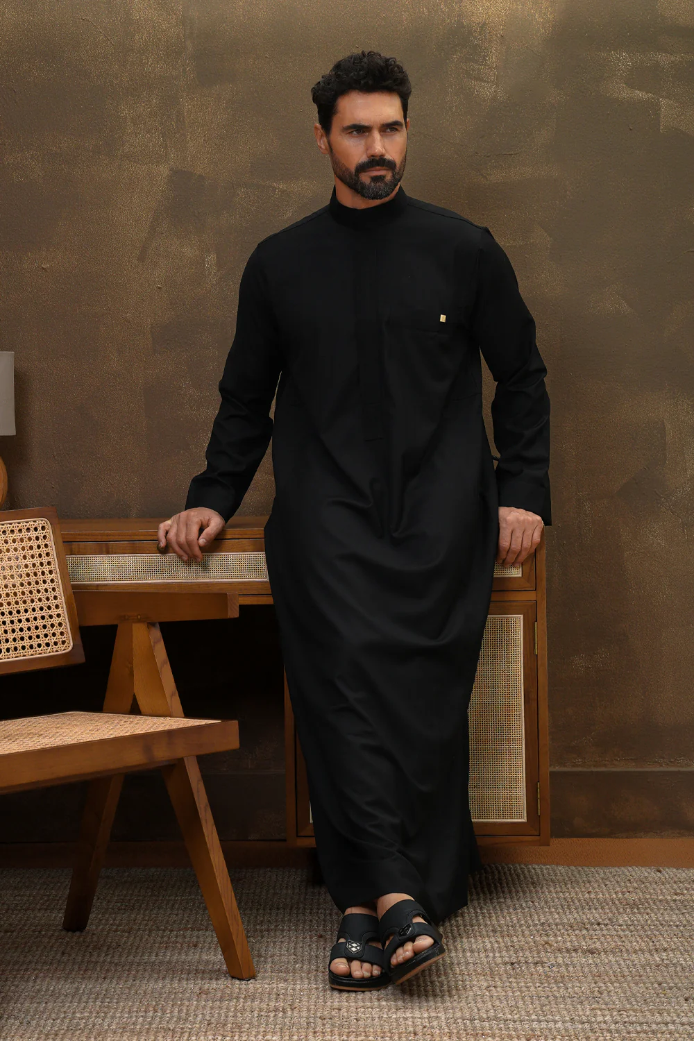 Black Herringbone Thobe - Image 3