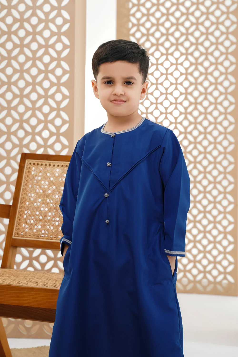 Emirati Ocean Blue Boys Thobe - Image 4