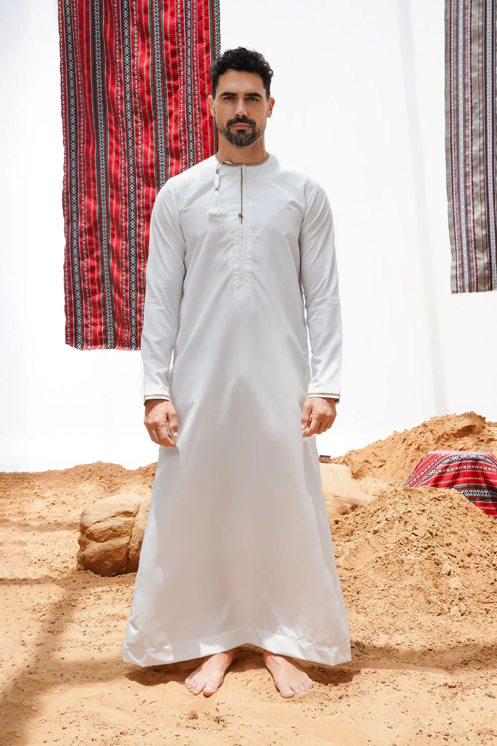 Omani Cream Thobe (Gold Embroidery) - Image 3