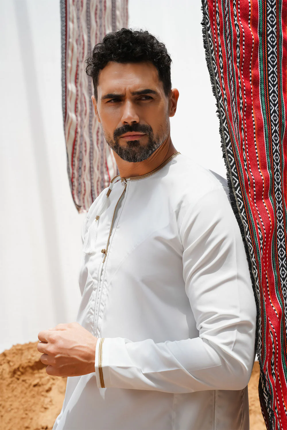 Omani Cream Thobe (Gold Embroidery) - Image 4