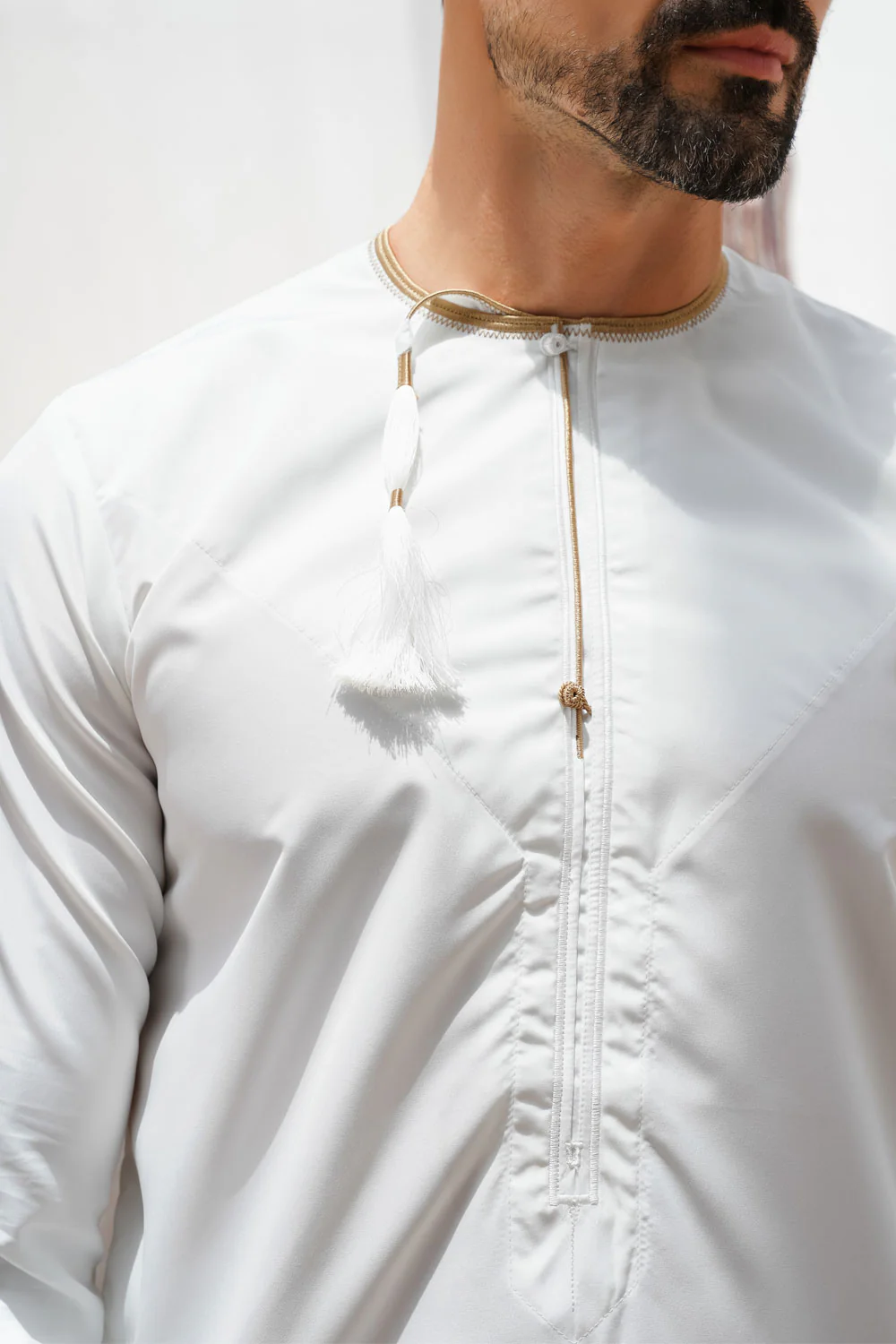 Omani Cream Thobe (Gold Embroidery) - Image 5