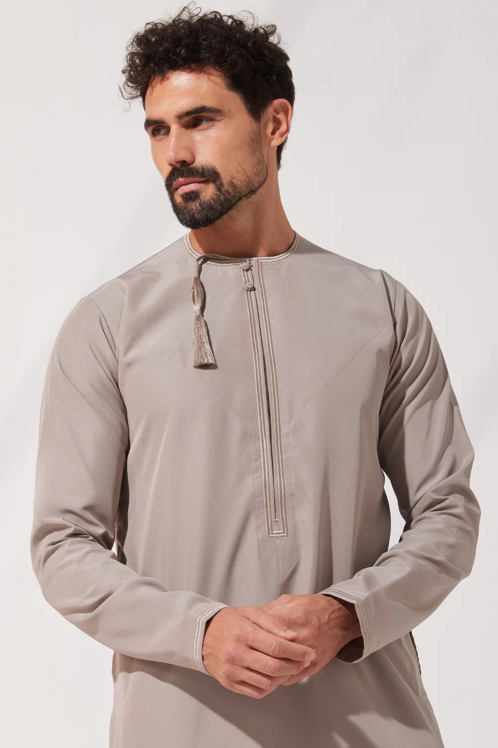 Omani Taupe Boys Thobe - Image 3