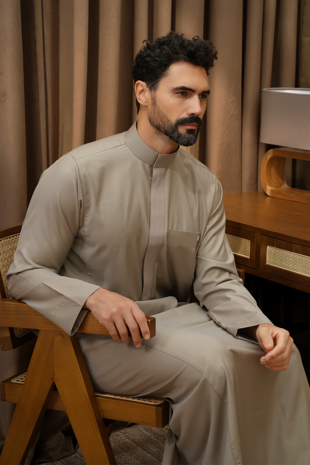Taupe Herringbone Thobe - Image 4