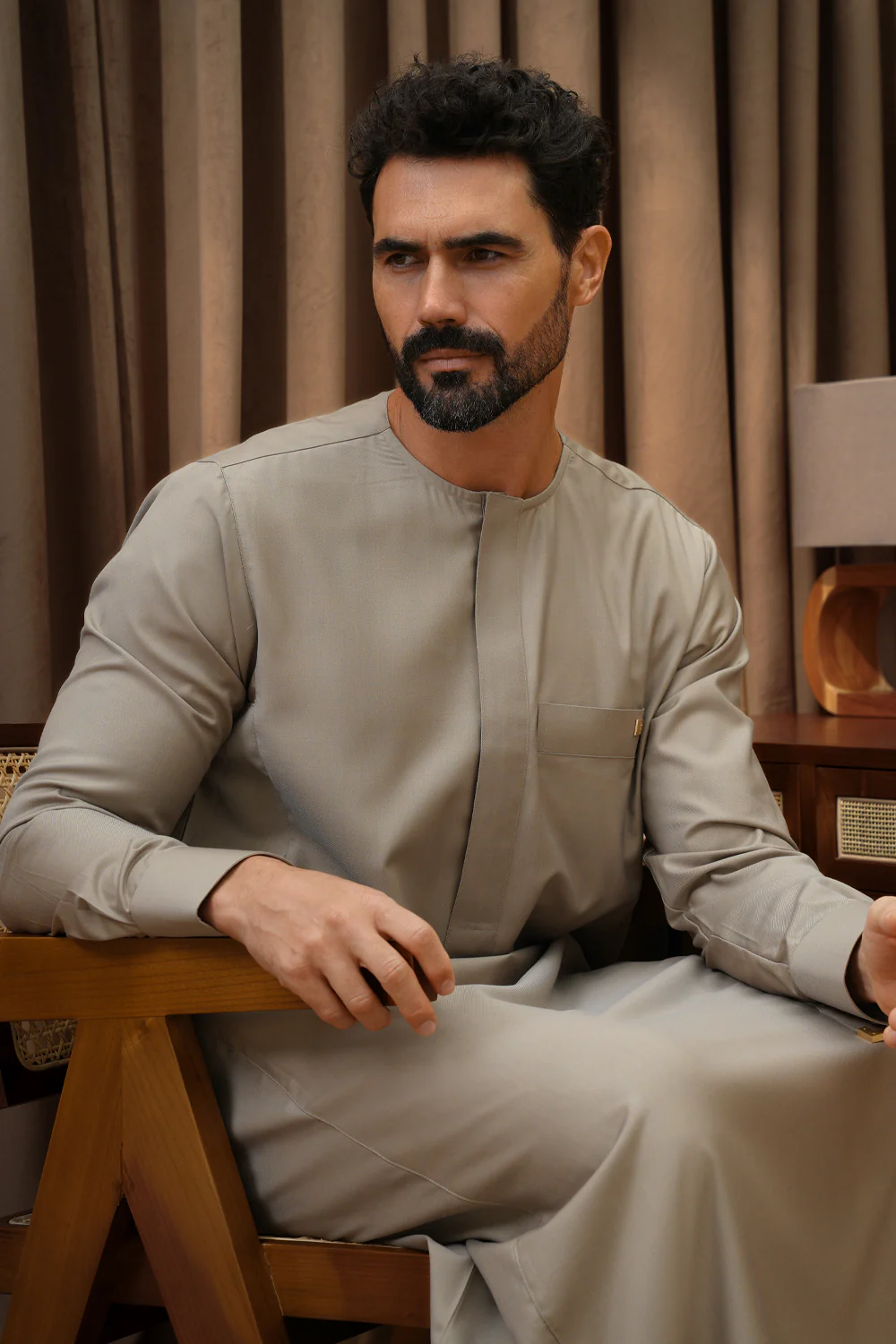 Taupe Premium Thobe - Image 4