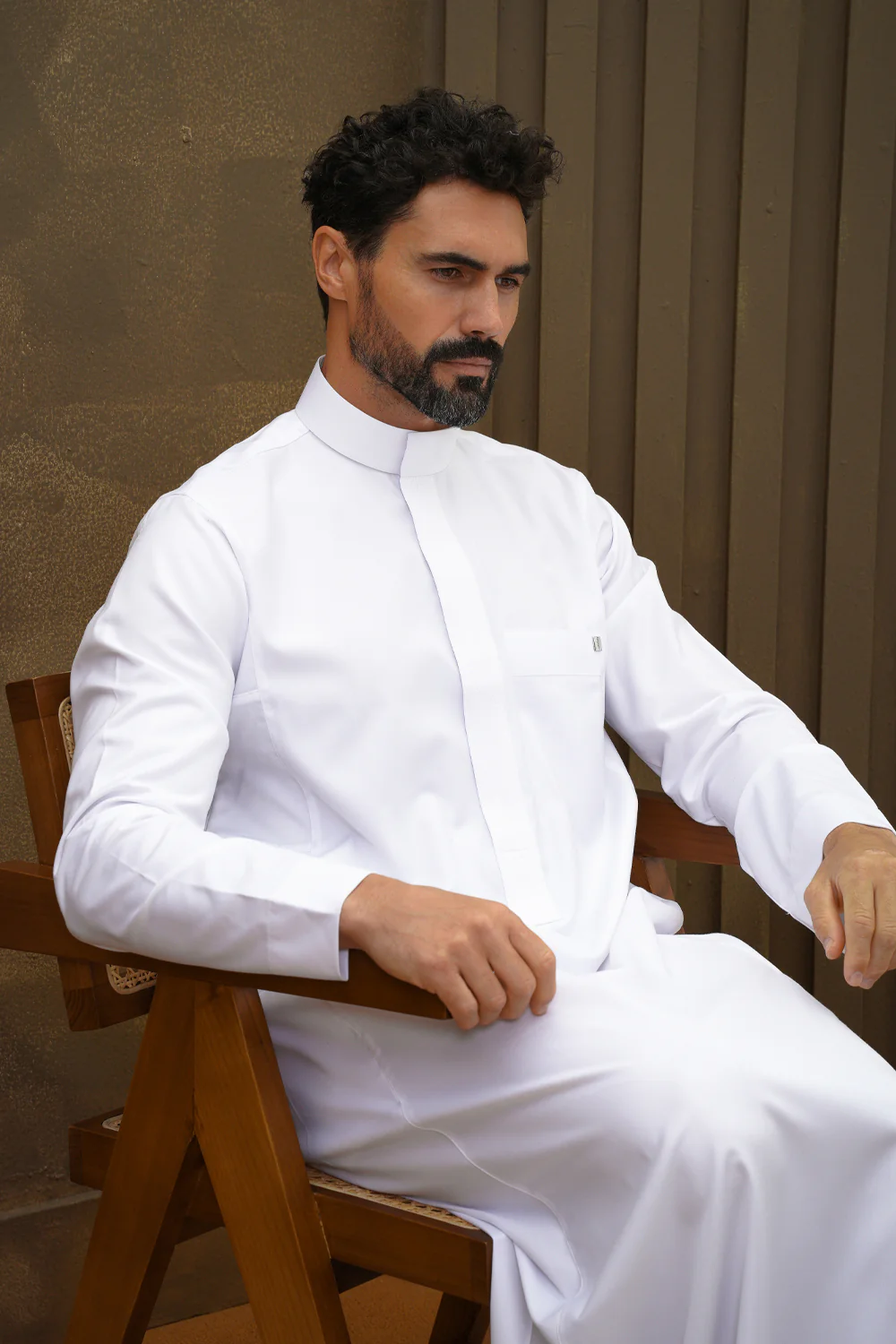 White Herringbone Thobe - Image 3